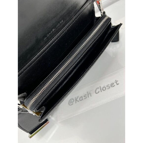Michael Kors Crossbody Wallet Jet Set Metallic Large Clutch Purse Black Multi - Picture 8 of 11